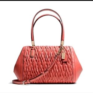 COACH Madison- Coral Satchel With Crossbody Detachable Strap-EUC